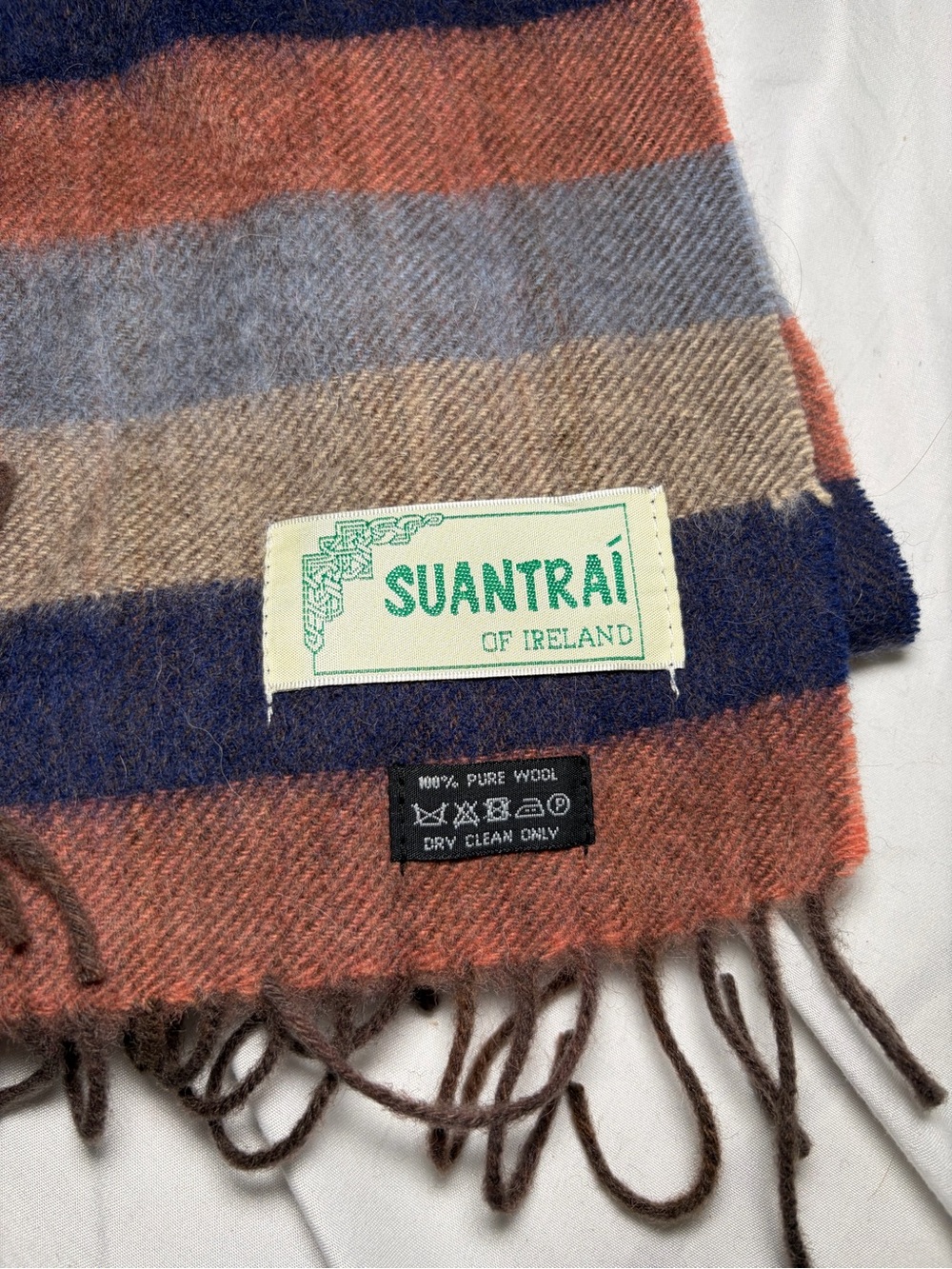 Suantrai of Ireland Striped 100% Wool Scarf 64x12